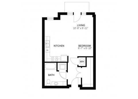 Floor plan for studio, 1 bath, 561 sqft