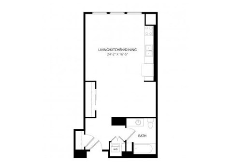 Floor plan for studio, 1 bath, 545 sqft