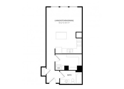 Floor plan for studio, 1 bath, 503 sqft