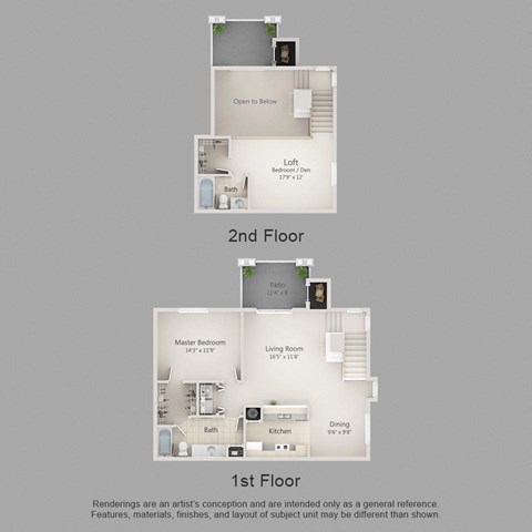 Floor plan for 2 beds, 2 baths, 1248 sqft