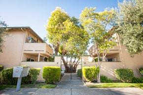Santa Clara apartment for rent - the sidewalk in front of an apartment building with trees