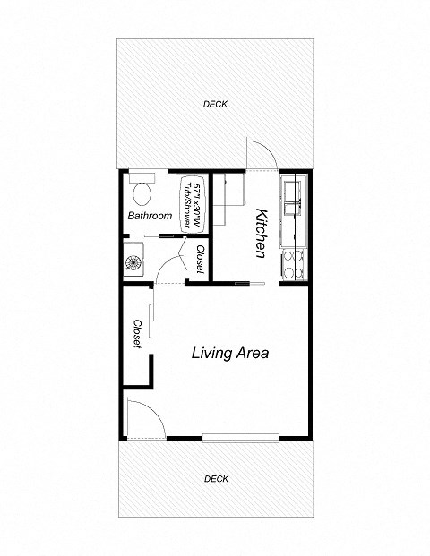 Floor plan for studio, 1 bath, 330 sqft