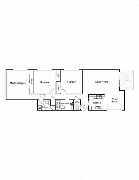 Floor plan for 3 beds, 2 baths, 1200 sqft