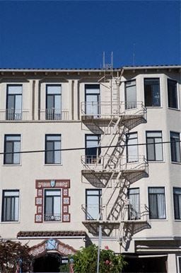 Burlingame apartment for rent - a fire escape on the side of a building