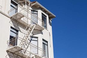 Burlingame apartment for rent - a fire escape on the side of a building