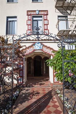 Burlingame apartment for rent - an entrance to a building with a wrought iron gate