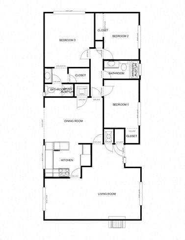 Floor plan for 3 beds, 2 baths, 1350 sqft