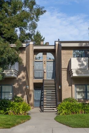 Mountain View apartment for rent - the front of a building with stairs and a door