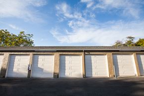 Mountain View apartment for rent - a row of garage doors on the side of a building