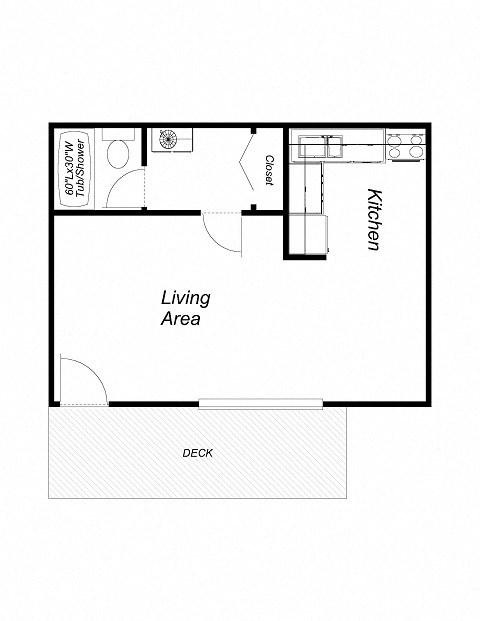 Floor plan for studio, 1 bath, 432 sqft
