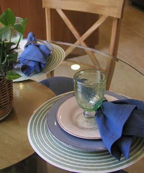 Bellingham apartment for rent - A glass of water is on a plate with a blue napkin.