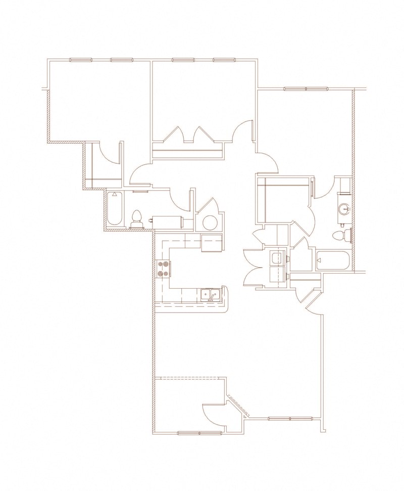 Floor plan for 3 beds, 2 baths, 1557 sqft