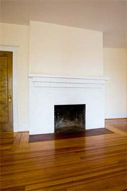 Washington apartment for rent - a living room with a fireplace and a wooden floor