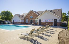 Gurnee apartment for rent - swimming pool and sundeck with lounge chairs at Northlake Farms Apartments, Illinois