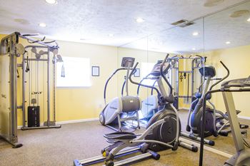 Gym equipment in fitness center