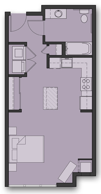 Floor plan for studio, 1 bath, 541 sqft