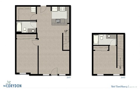Floor plan for 2 beds, 2 baths, 1124 sqft