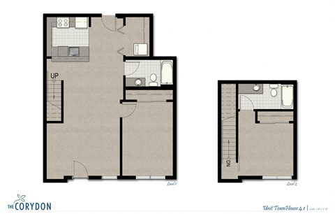 Floor plan for 2 beds, 2 baths, 1189 sqft