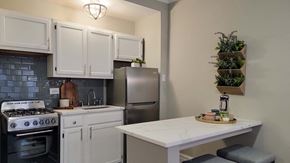 Chicago apartment for rent - a kitchen with stainless steel appliances and a counter top