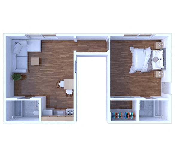 Floor plan for 1 bed, 1 bath, 470 sqft