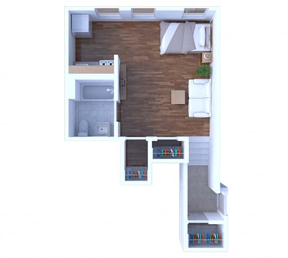 Floor plan for studio, 1 bath, 330 sqft