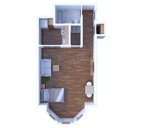 Floor plan for studio, 1 bath, 465 sqft
