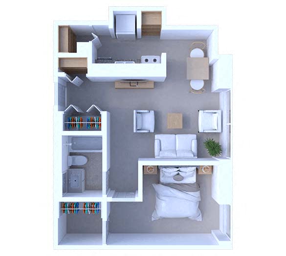 Floor plan for 1 bed, 1 bath, 575 sqft