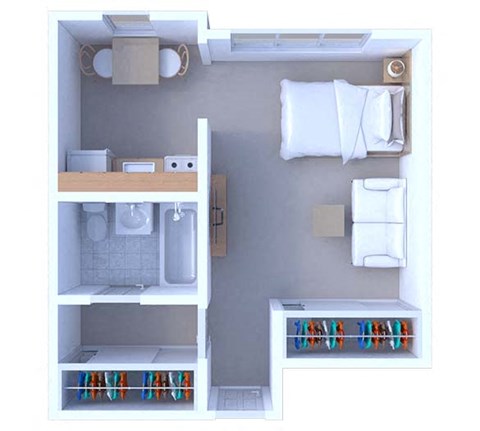 Floor plan for studio, 1 bath, 425 sqft