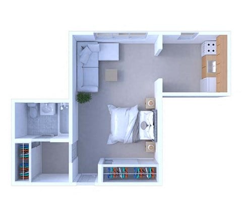 Floor plan for studio, 1 bath, 450 sqft