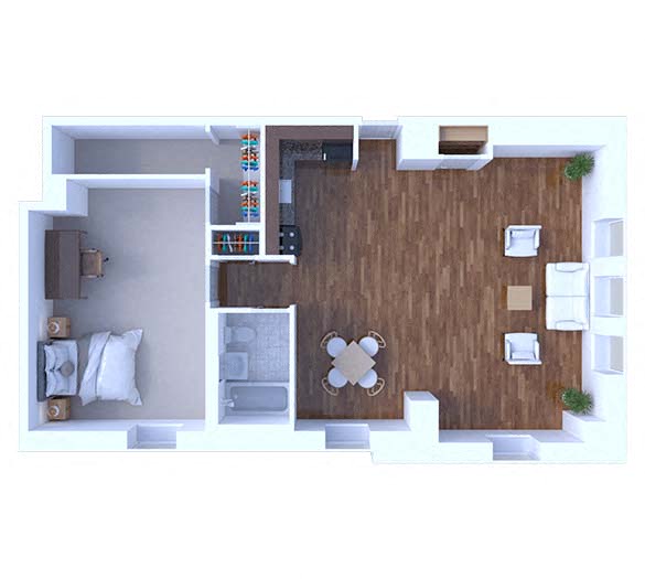 Floor plan for 1 bed, 1 bath, 325 sqft