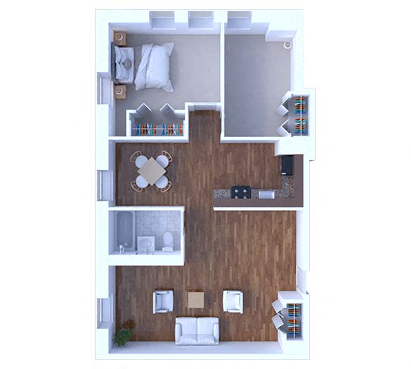Floor plan for 2 beds, 1 bath, 825 sqft