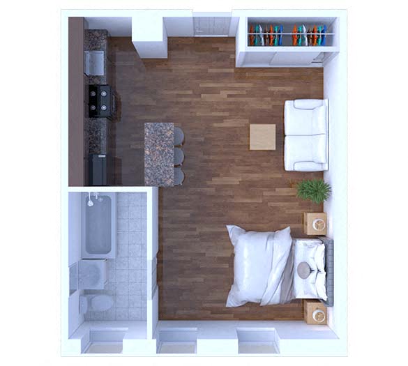 Floor plan for studio, 1 bath, 315 sqft