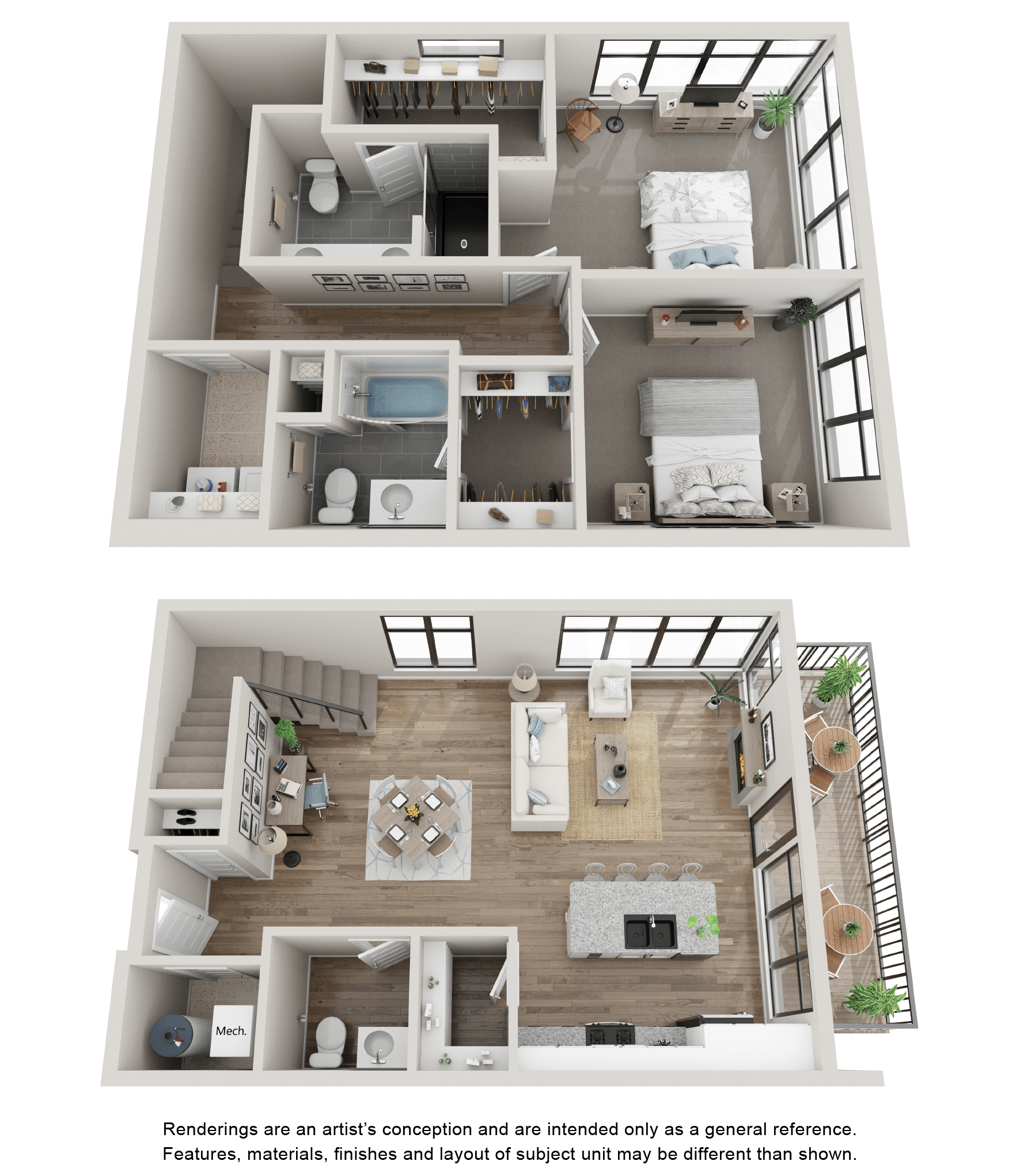 Floor plan for 2 beds, 2.5 baths, 1473 sqft