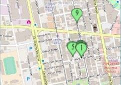 Cincinnati apartment for rent - a map of a city with green hearts on it
