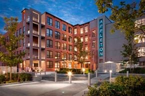Lowell apartment for rent - The Appleton building is a multi-story structure with a modern design.