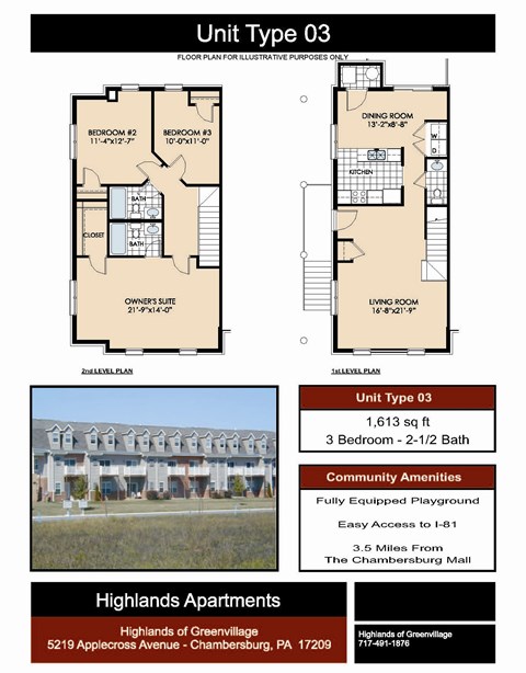 Floor plan for 3 beds, 2 baths, 1650 sqft