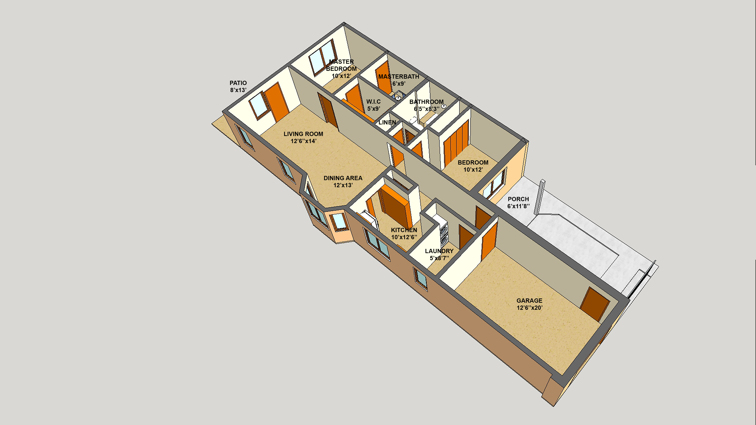 Floor plan for 2 beds, 2 baths, 1110 sqft
