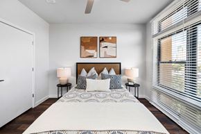 San Antonio apartment for rent - a bedroom with a bed and two windows