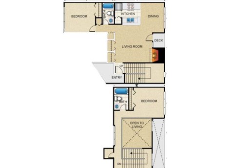 Floor plan for 2 beds, 2 baths, 1200 sqft