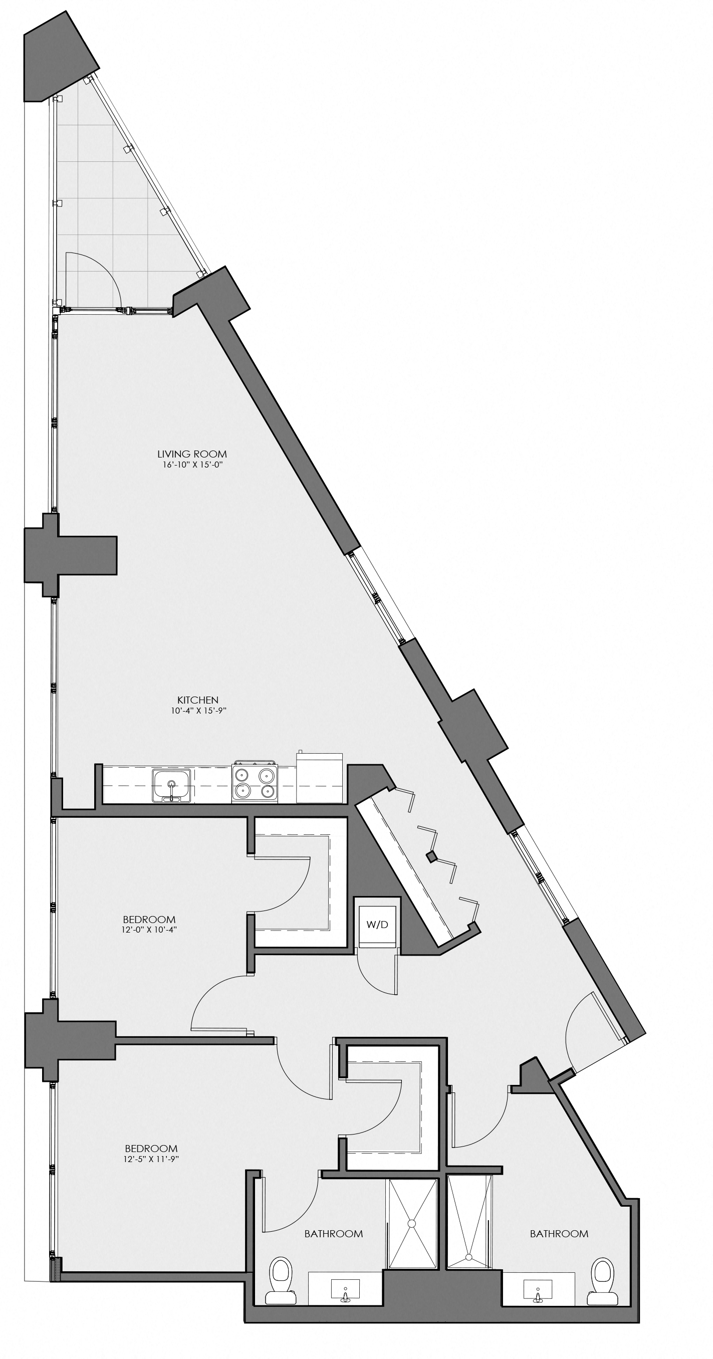 Floor plan for 2 beds, 2 baths, 1452 sqft