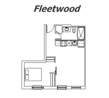 Floor plan for 1 bed, 1 bath, 510 sqft
