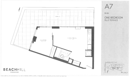 Floor plan for 1 bed, 1 bath, 521 sqft