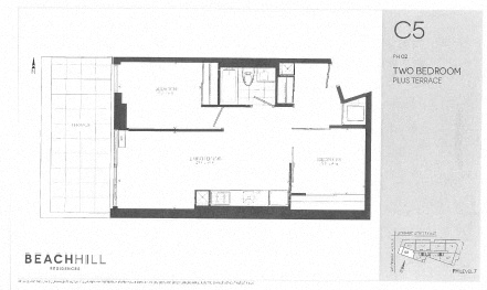 Floor plan for 2 beds, 1 bath, 732 sqft