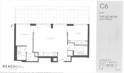 Floor plan for 2 beds, 2 baths, 814 sqft