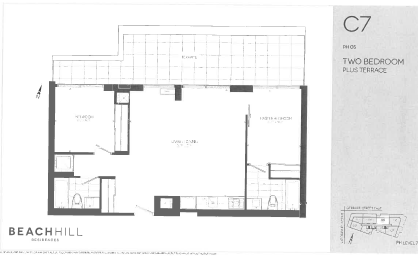 Floor plan for 2 beds, 2 baths, 856 sqft