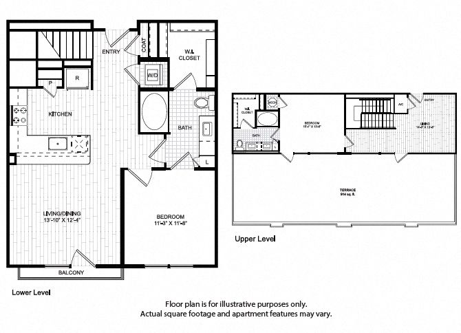 Floor plan for 2 beds, 2 baths, 1600 sqft