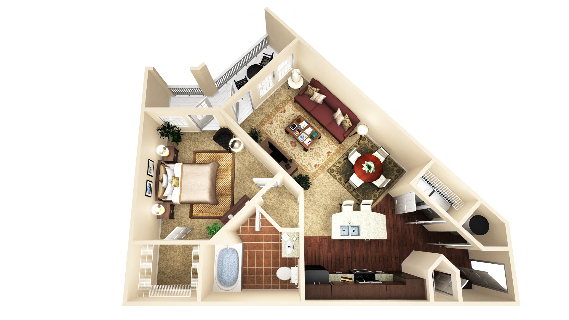 Floor plan for 1 bed, 1 bath, 759 sqft
