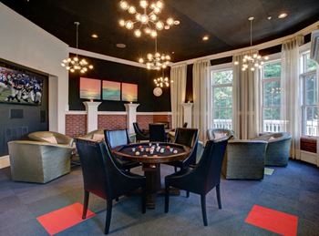 Clubroom with theater and billiard table