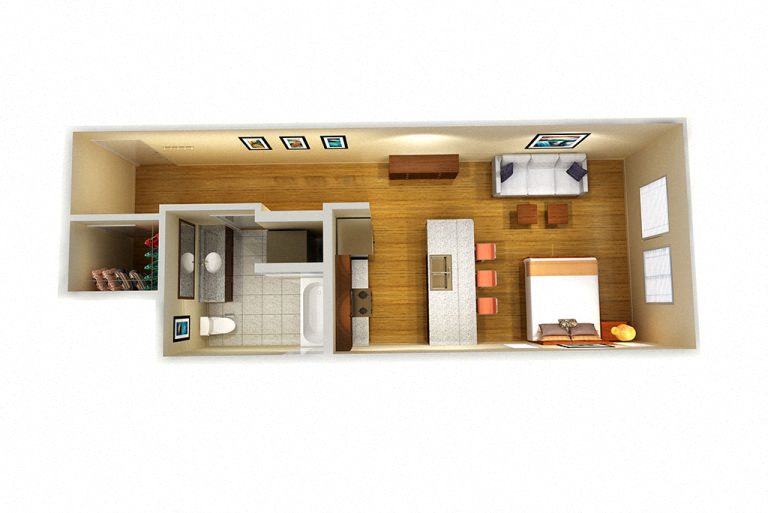 Floor plan for studio, 1 bath, 507 sqft