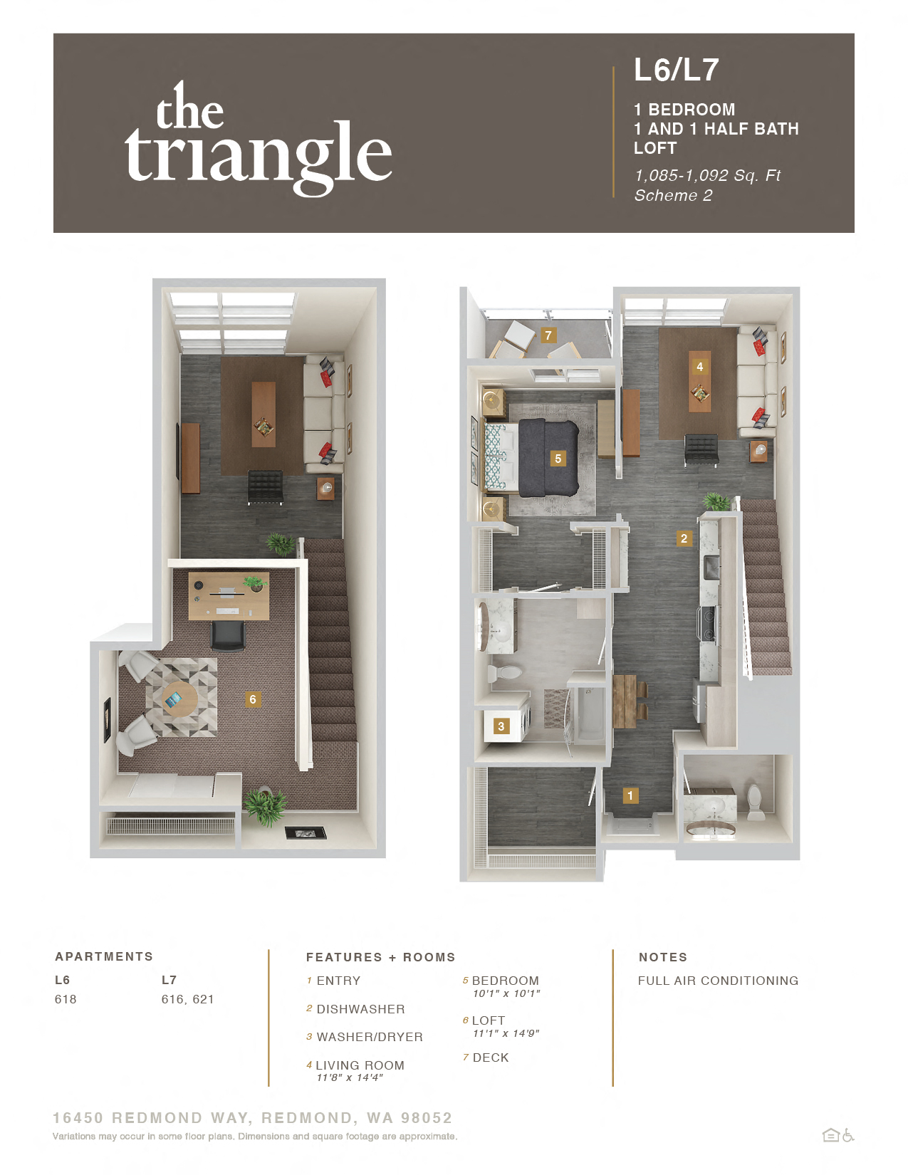 Floor plan for 1 bed, 1 bath, 1092 sqft